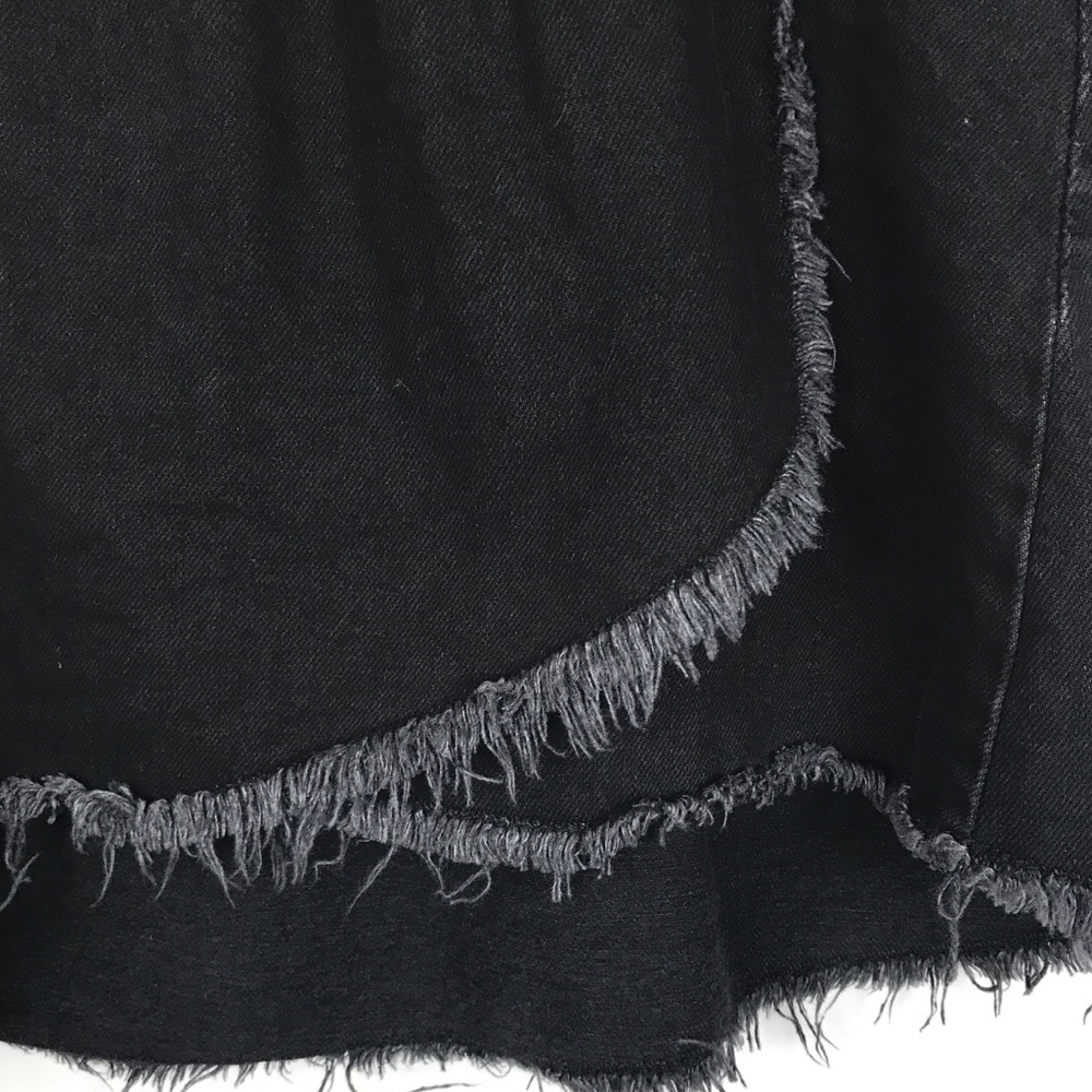 NWOT Zara Black Denim Raw Hem Belted Mini Skirt Size Small - Picture 6 of 8